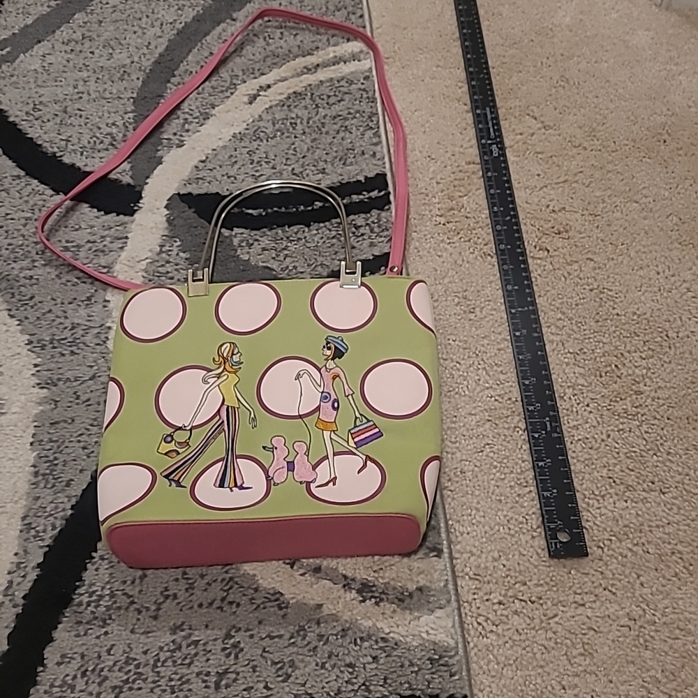 90s Y2K Girls Chic Handbag Pink/green Embroidered Girls - Picture 10 of 11
